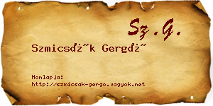 Szmicsák Gergő névjegykártya